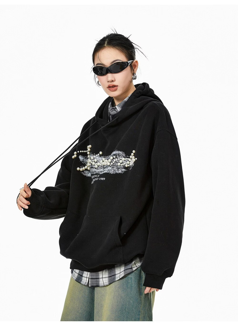 ICH MODE American Style Gray Hoodie Women 2026 Spring New Loose Casual Pullover Jacket White S 8