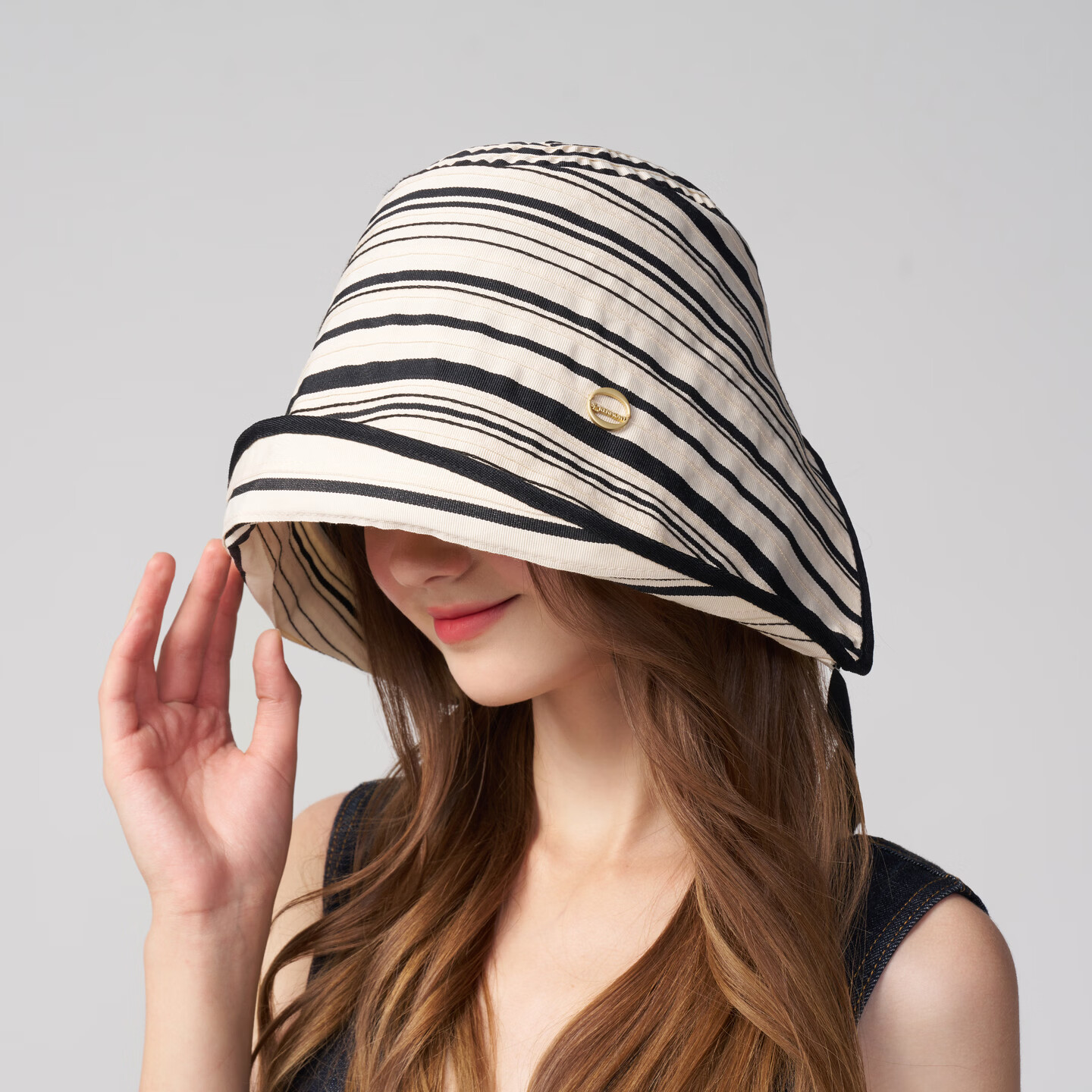 Kenmont Women's Hat 2026 New Large Brim Face-Covering UV Protection Sun Hat Striped Sunshade Hat 6261