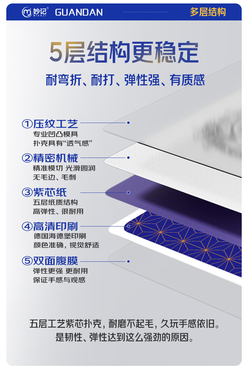 Miaoji Guandan Special Playing Cards Narrow Four-Color Guandan Purple Core Paper Cards 10-Pack MJ119 8