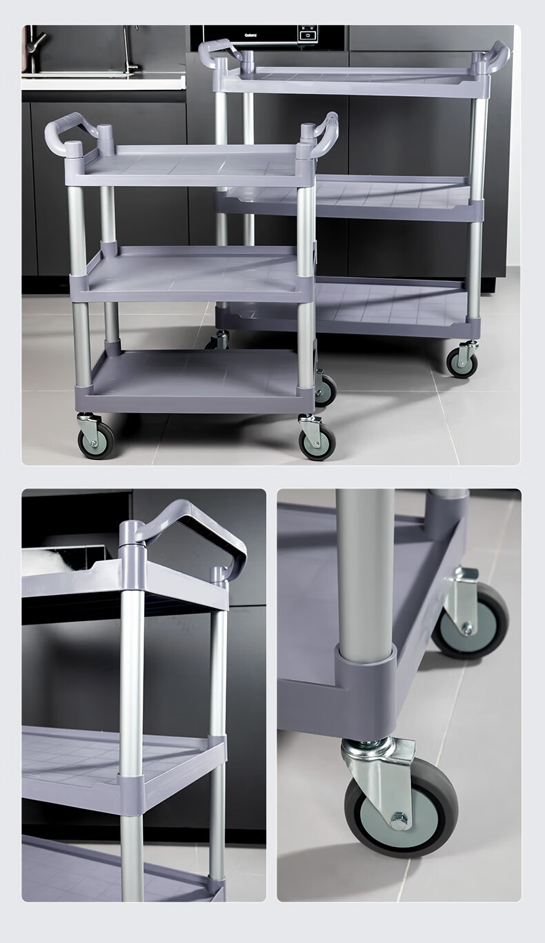 Temeiju 3-Tier Mobile Serving Cart Large Dining Cart Commercial Kitchen Restaurant Utility Trolley 15