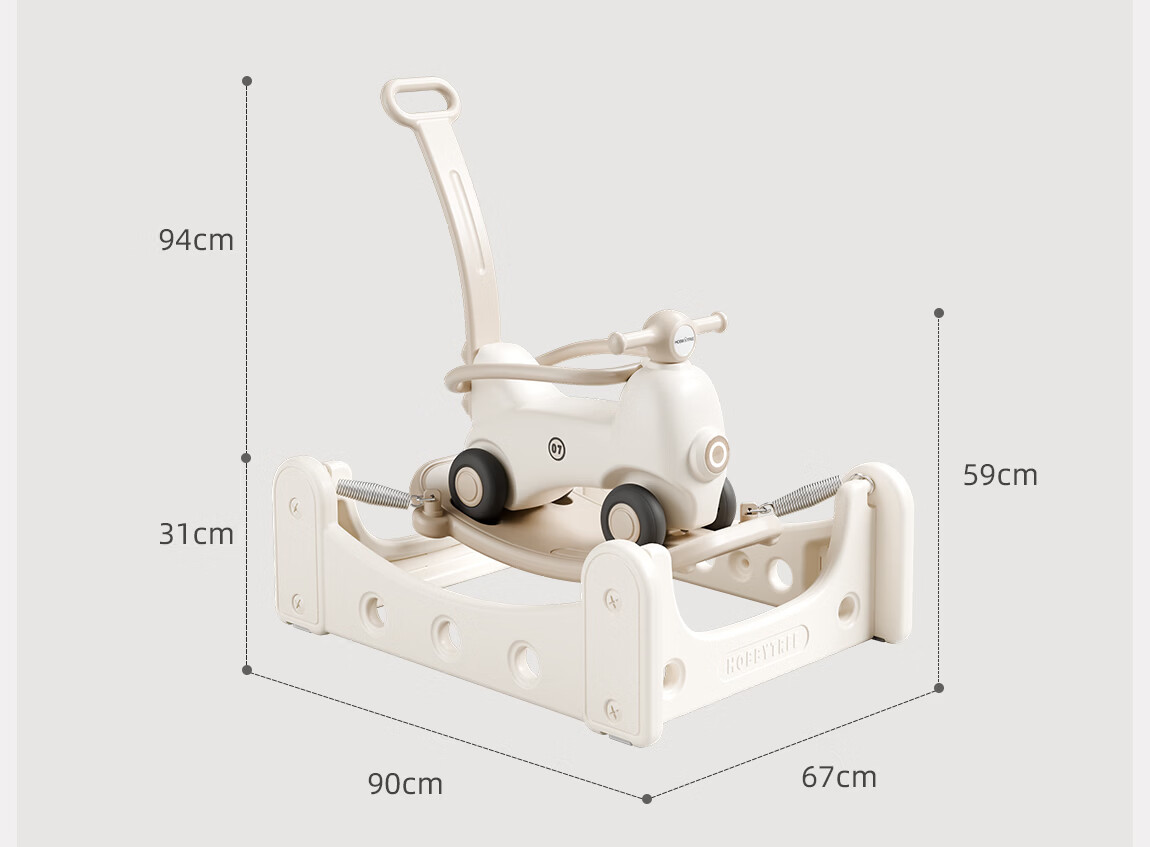 Hobby Tree Baby Bouncer Trampoline Rocking Horse Ride-on Car Multifunctional Toddler Anti-Fall Wooden Horse Toy Birthday Gift for Boys and Girls 28