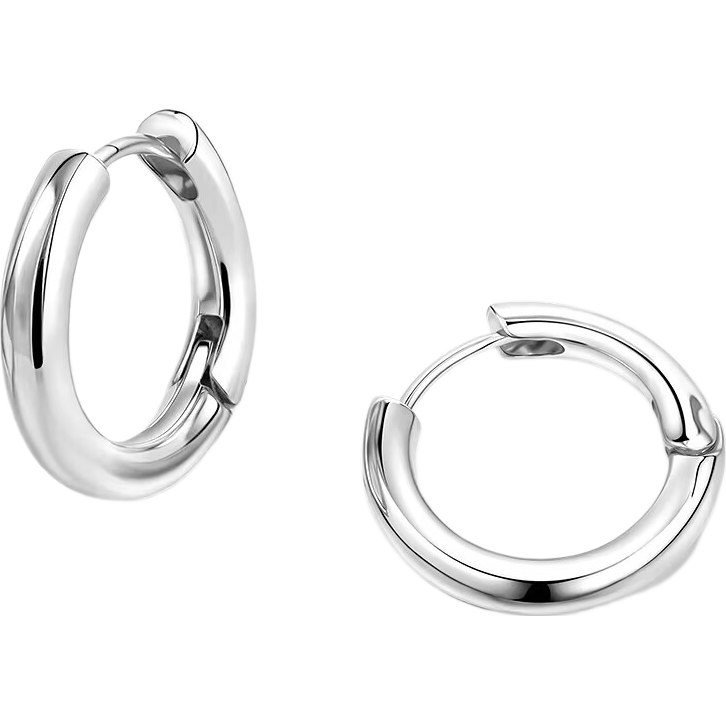 Aji Bean Women's Fashion European and American Style Simple Hoop Earrings Niche Light Luxury High-End Silver Hoop Birthday Gift