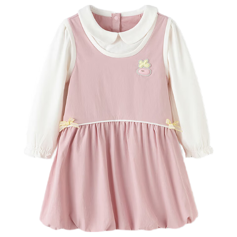 Balabala [balaOne] Kids Children's Dress Girls 2026 New Spring Fake Two-Piece Spliced Dress