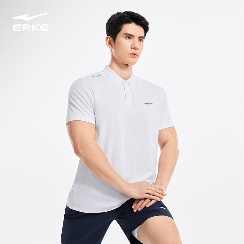 ERKE [Yu Shitong Same Style] Men's Summer Short Sleeve Sports Polo Shirt Ice Cooling Moisture-Wicking Quick-Dry T-Shirt