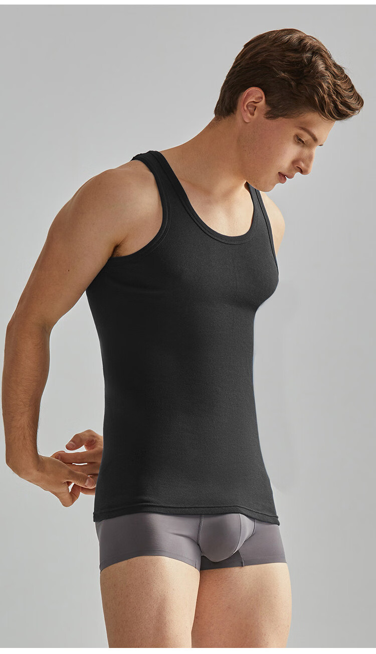 Yiershuang Vest [100% Cotton] Men's High Elasticity Summer Thin Sleeveless Casual Sports Sweat-Absorbing Breathable Base Shirt 16
