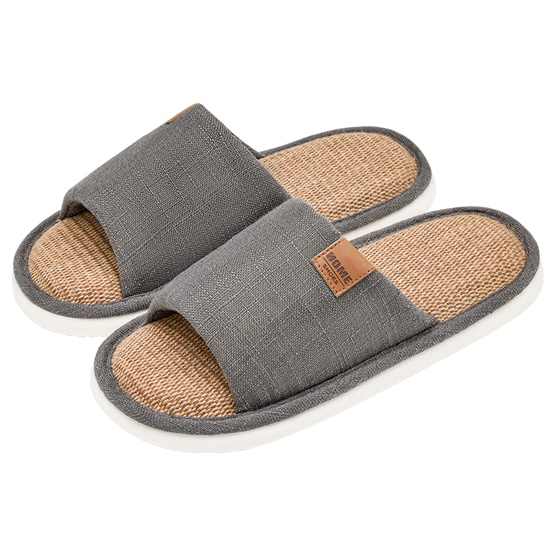Runrou Linen Men's Slippers Spring Autumn Indoor Home Quiet Non-slip Breathable Antibacterial Odor-resistant Cotton Linen Four Seasons Slippers