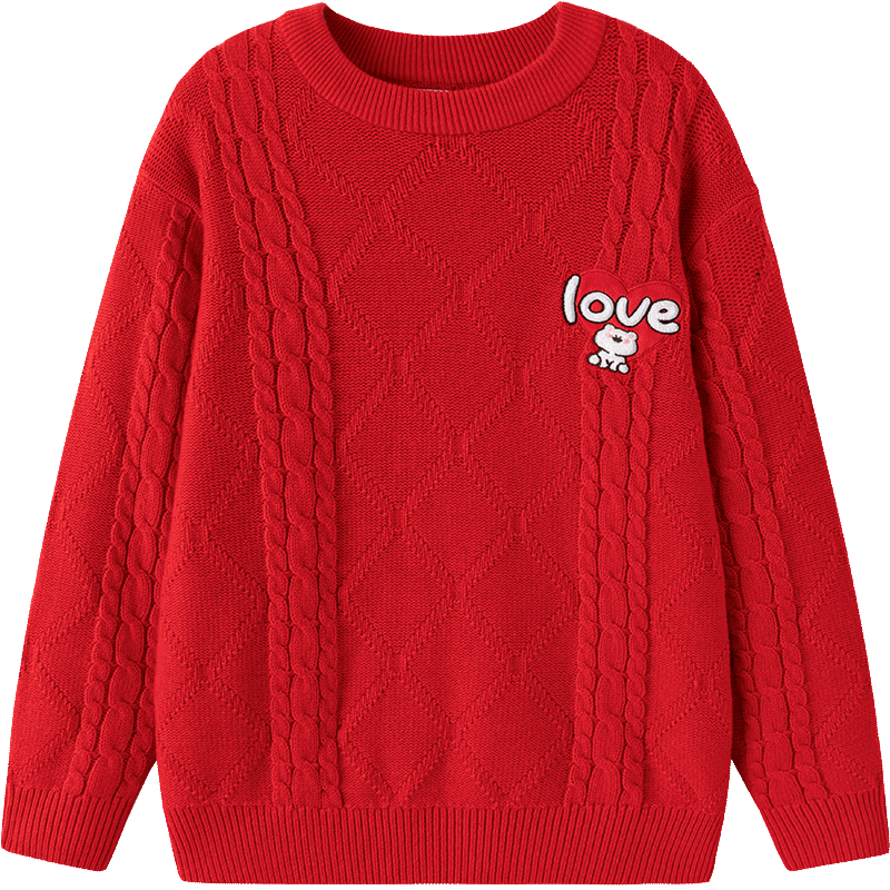 BALABALA Children's Clothing, Kids' Sweater for Boys And Girls, Autumn And Winter Parent-Child Pullover Knit Sweater, New Year's Outfit, 208125103203