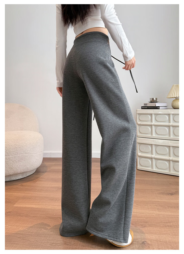 Modal Gray Women's Sweatpants 2026 Spring Summer New High Waist Slim Straight Narrow Casual Wide-Leg Joggers 9
