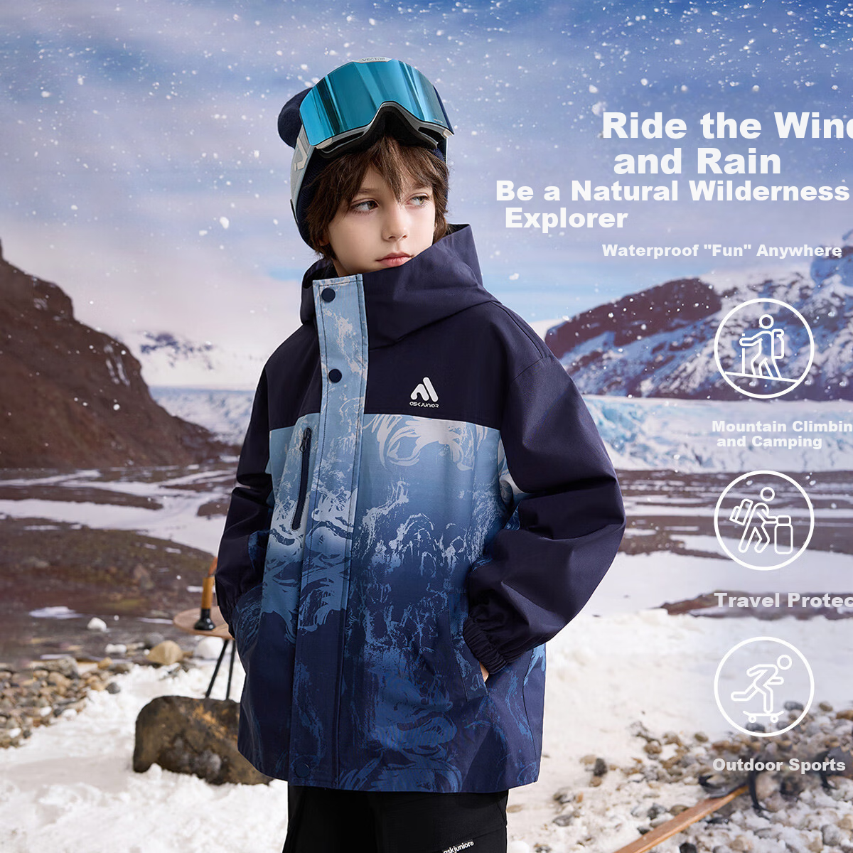 ASK JUNIOR Kids' Jacket Boys' Spring Traditional Chinese Style Outdoor Mountaineering Windproof Coat Navy Blue 130 6