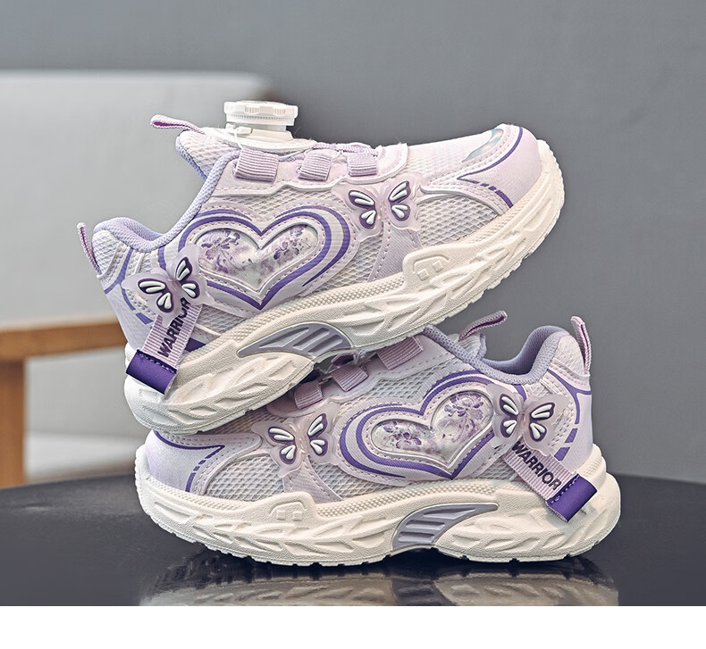 Warrior Spring Autumn Girls' Dad Sneakers Breathable Mesh Running Shoes Kids Sports Casual Shoes WZ-2189 Purple Size 33 10