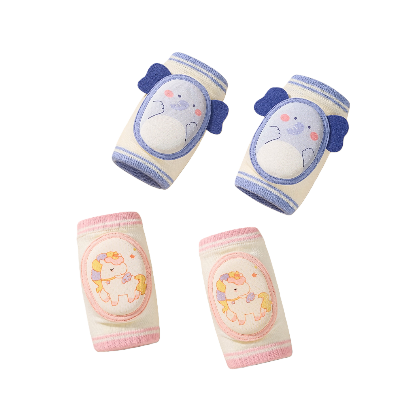 Betis Baby Knee Pads Thin Version Baby Crawling Walking Anti-Fall Knee Protectors Children's Sleeve Style Elephant + Unicorn