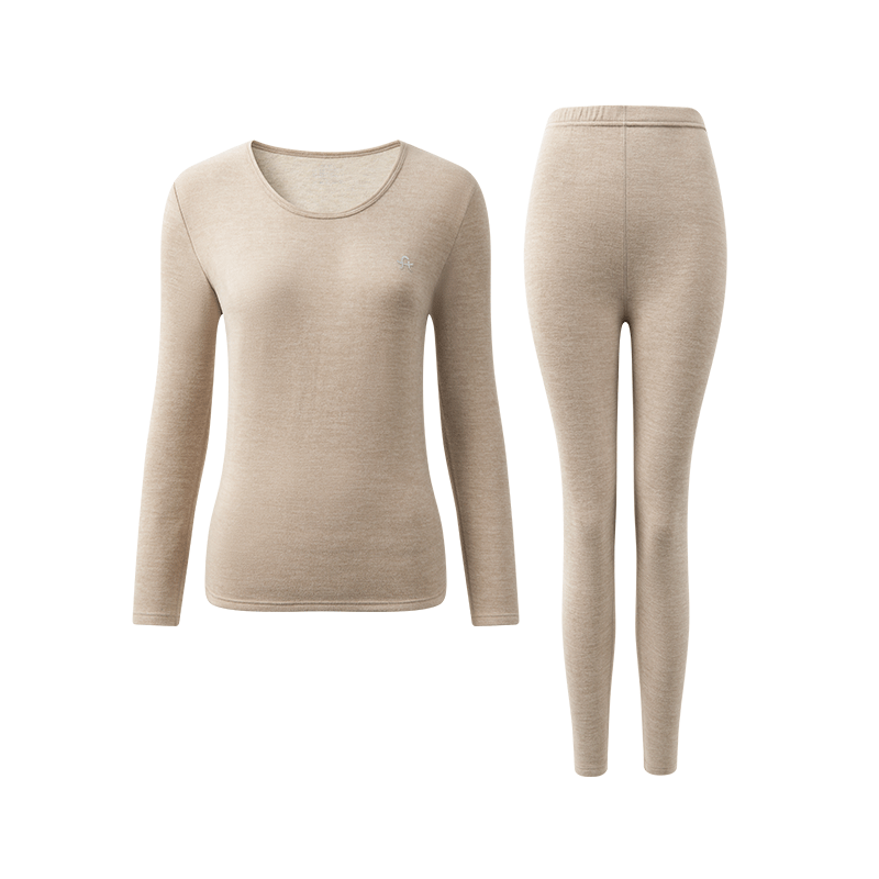 Fenteng Women's Thermal Underwear Set with Wool and Silk, 2025 New Long Sleeve Base Layer for Couples