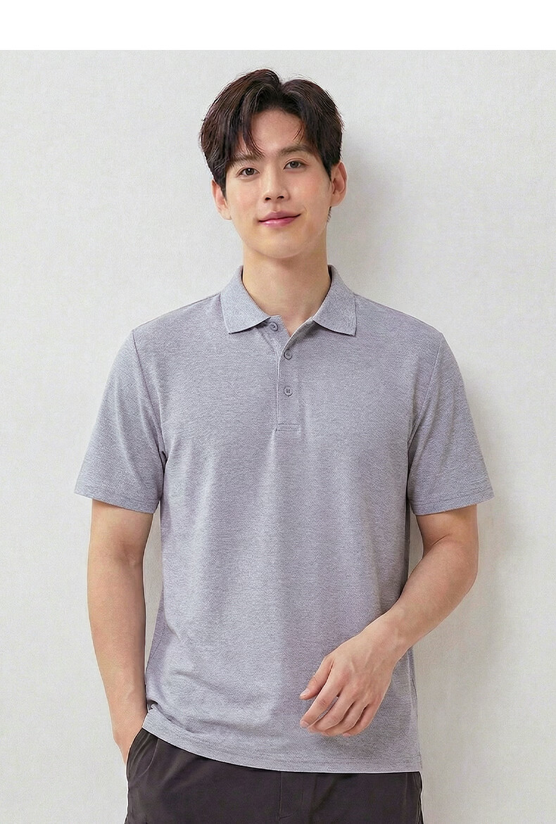 Romon Ice Silk Short Sleeve T-Shirt Men's Summer Business Casual Polo Collar Base Shirt Middle-aged and Young Dad Men's Wear 14