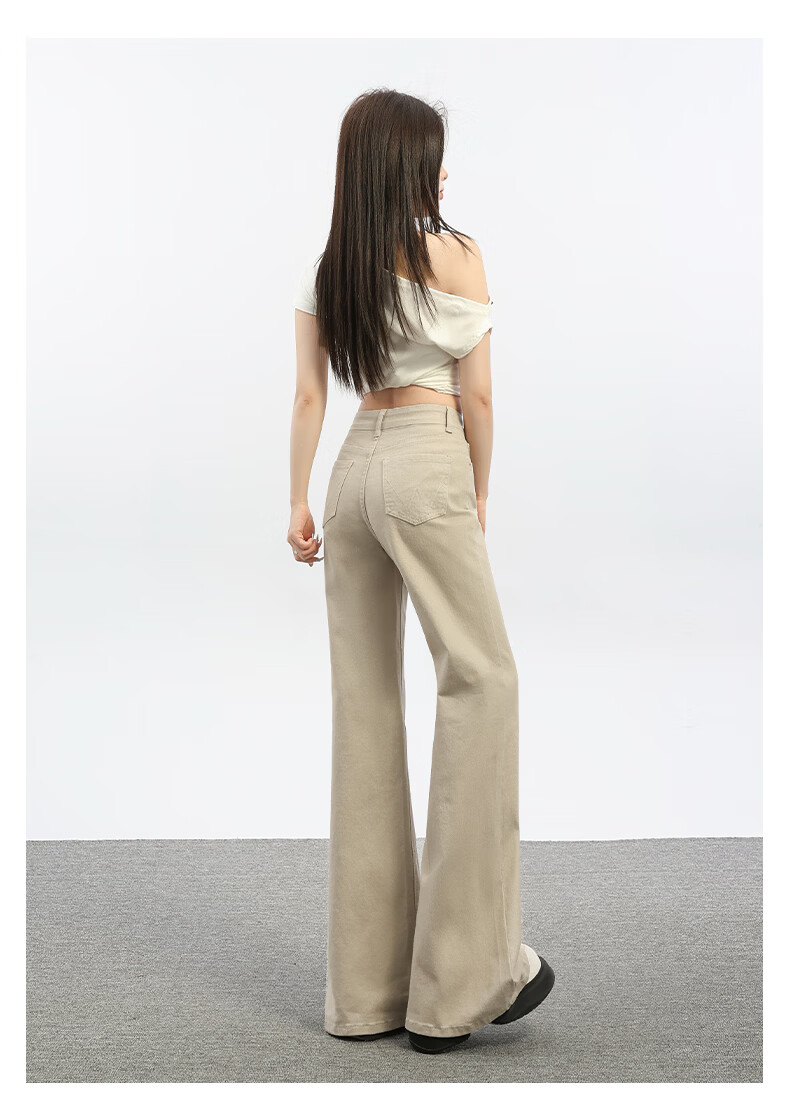 Jeanswest Women's Summer American Vintage High-Waist Slim Fit Flared Khaki Jeans XL 16