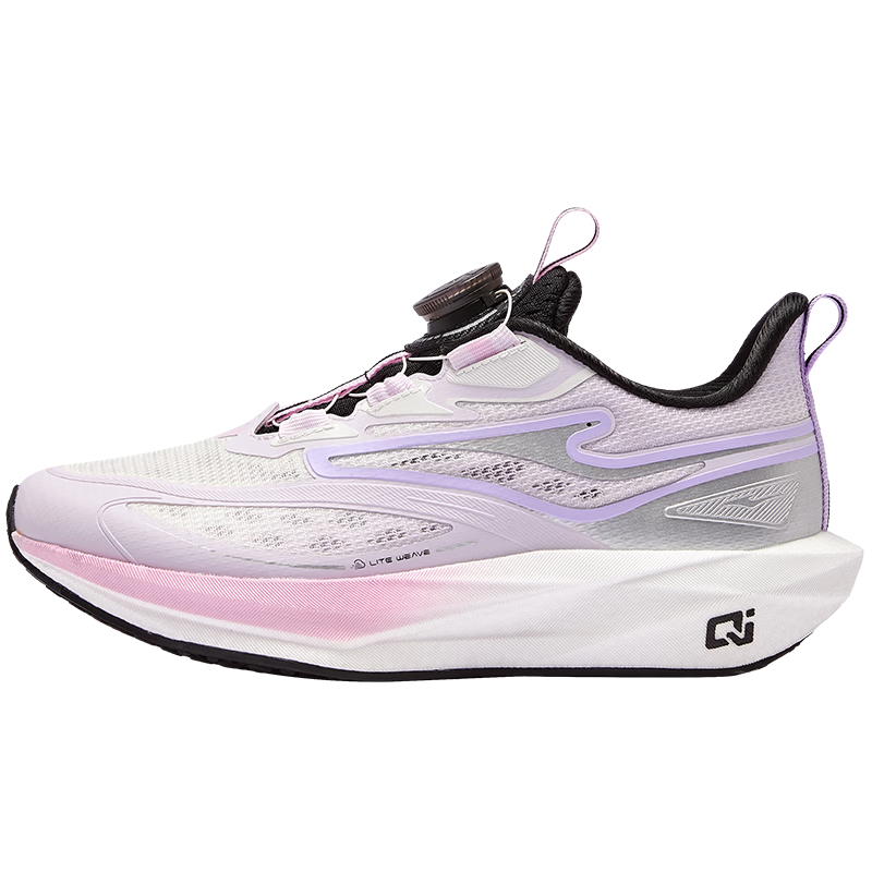 ERKE Kids Unisex Cushioning Sports Shoes Children's Lightweight Running Shoes Light Purple Pink/Microcrystalline White/Eggplant Purple Size 40