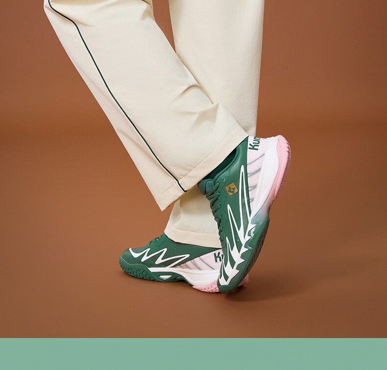 KUMPOO 25th Anniversary Limited Edition Badminton Shoes Anti-Twist Non-Slip Shock Absorption Training Shoes KH-G828.25th Green/Pink Size 35 26