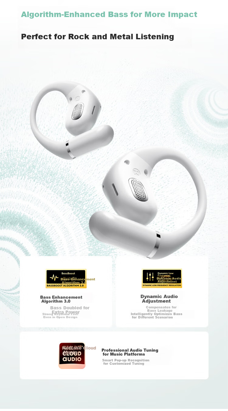 QCY Crossky R50 Open-Ear Bone Conduction True Wireless In-Ear Bluetooth Headphones Silver 10