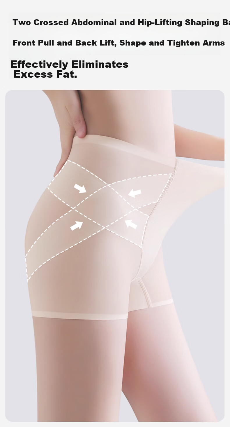 Bejirog Women's Summer Thin Tummy Control Shaping Panties Strong Abdomen Compression Hip Lift Anti-Exposure Seamless Postpartum Safety Shorts 10