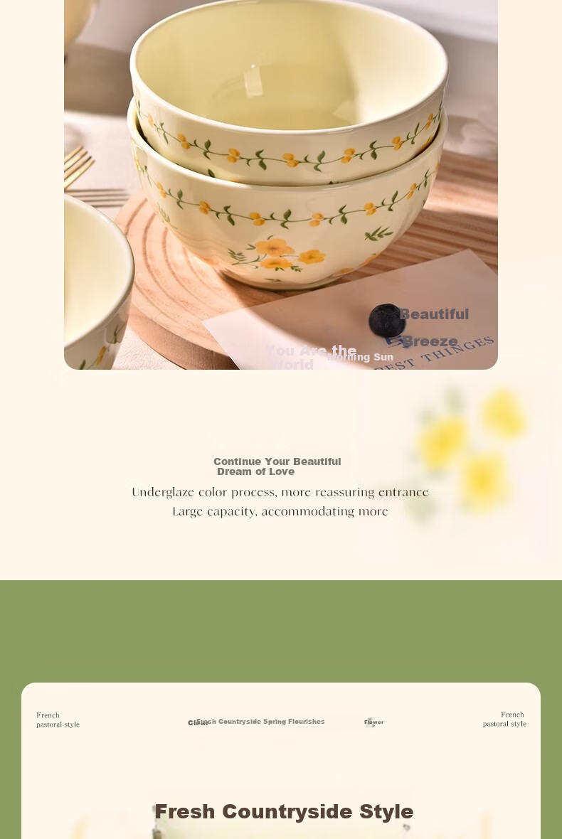 Pearson Creamy Ceramic Bowls Set of 4, 6-Inch Luxury Underglaze Painted Soup Noodle Bowls for Home 2
