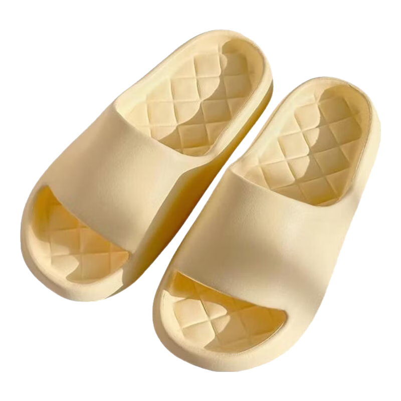 ABFE Women's Summer Indoor Home Bathroom Slippers Silent Non-Slip Soft Sole Men's Yellow Sandals Size 38-39