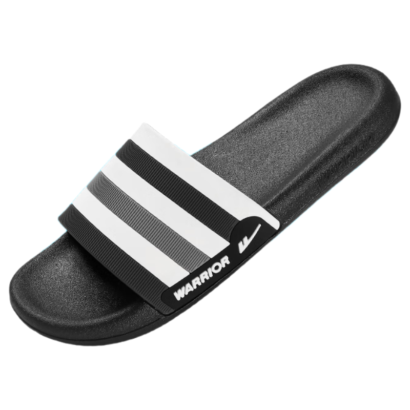 Warrior Official Slippers Unisex 2026 Summer Indoor Non-Slip Sandals Outdoor Flip Flops Black White - Men Size 44-45