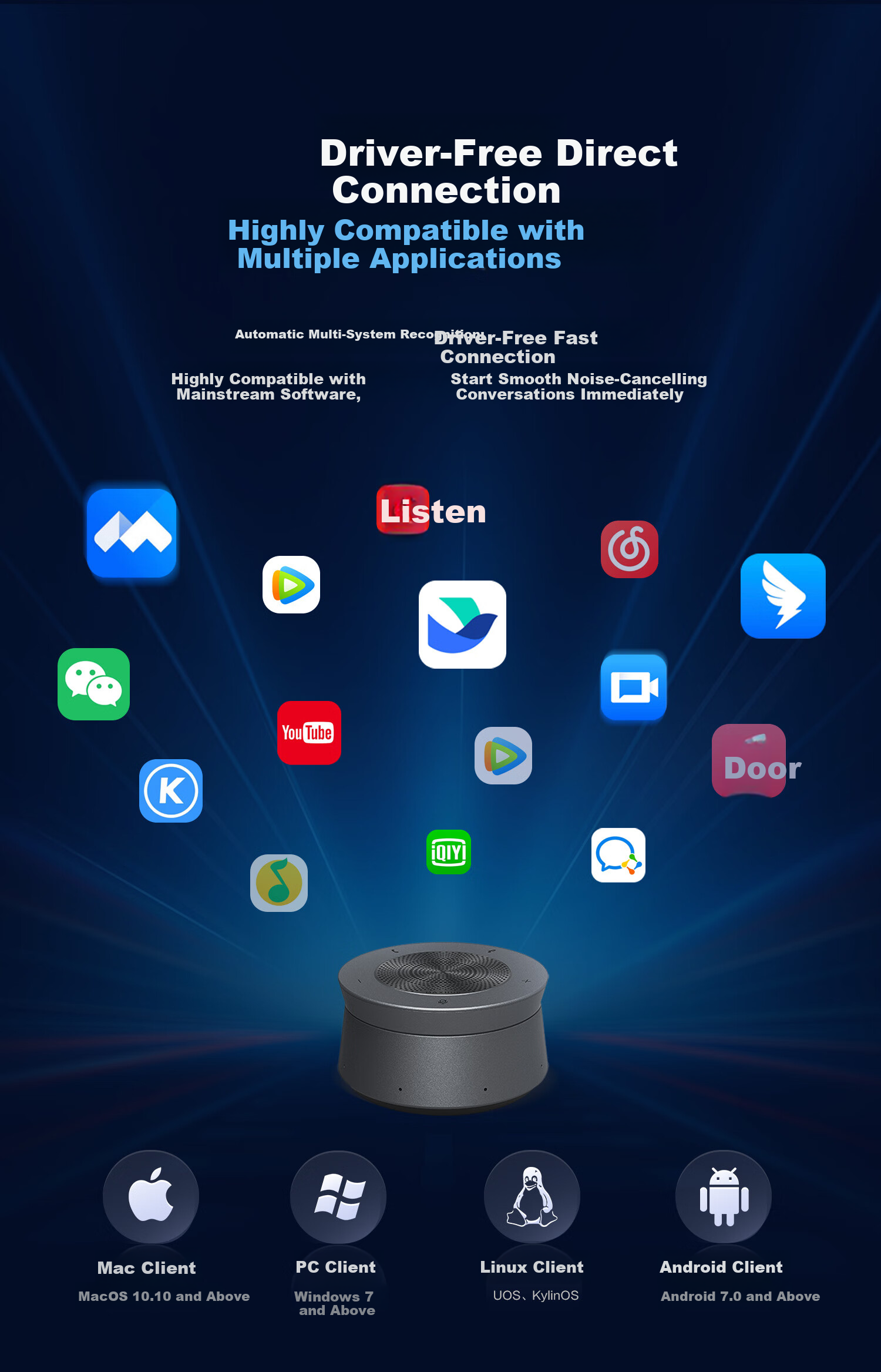 MAXHUB Video Conference Omnidirectional Microphone / 8m Pickup Driver-Free Wireless Connection Bluetooth Speaker Cascade for >60㎡ Meeting Room Solution BM50 6