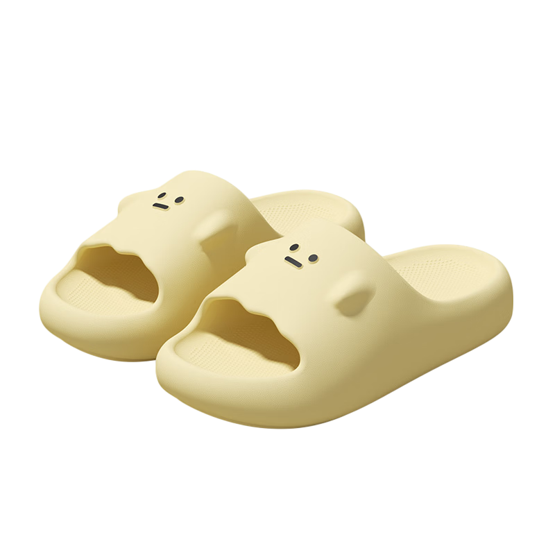 Pig Daddy Women's Home Slippers Non-Slip Soft Sole Odor-Resistant Bathroom Slippers Cute Couple Squishy Feeling Men's Yellow Sandals Size 40-41