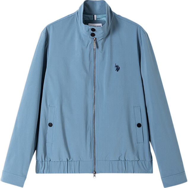 U.S. POLO ASSN. Mall-Matching Jacket for Men, Business Casual Stand-Collar Coat, Middle-Aged Men's Outerwear, Blue, 3XL