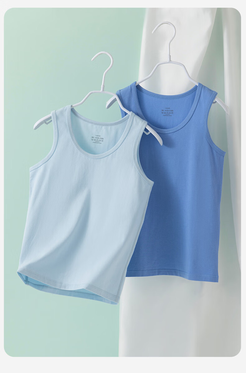 Dingguagua Kids Cotton Vest Boys' Pure Cotton Undershirt Basic Sleeveless Top Green 170 5