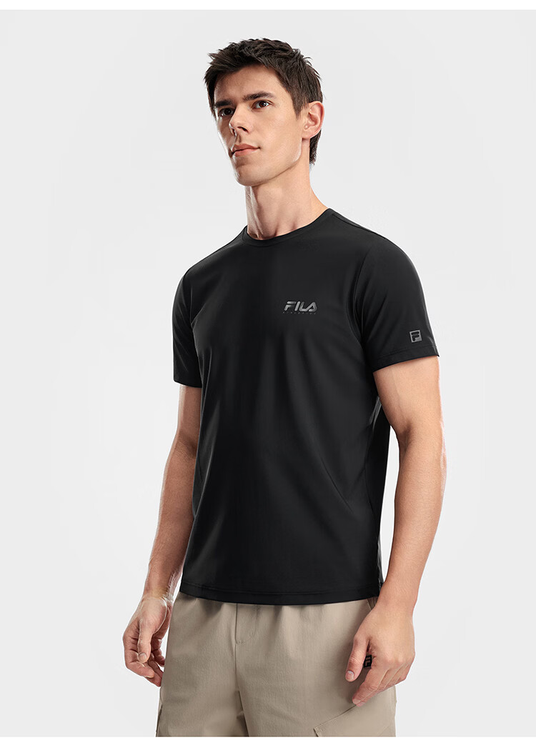 FILA Official Men's Short Sleeve T-Shirt 2026 Summer Cooling Breathable Round Neck Sun Protection Sports Top 20
