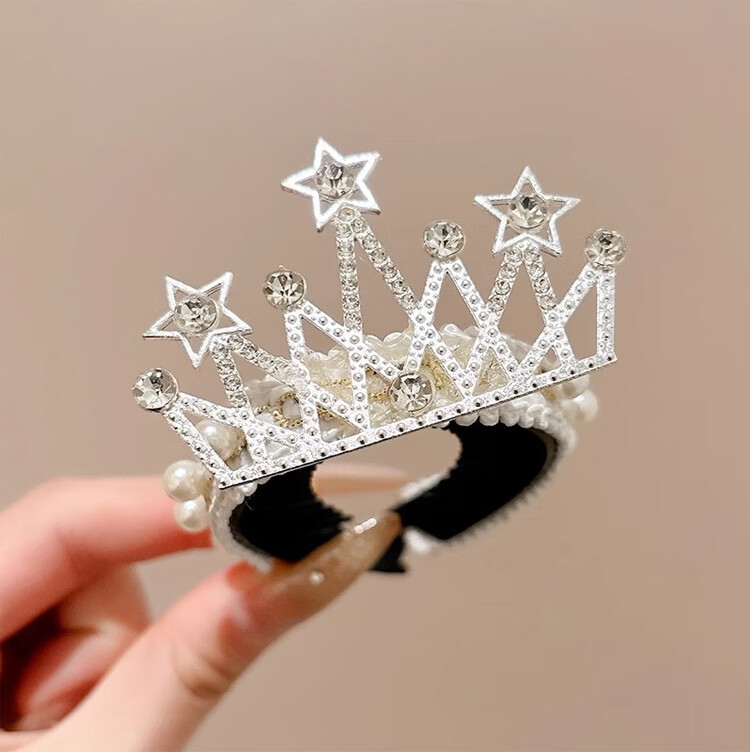 LiQing Children's Crown Hair Clip [Lotus] Princess Girl Pearl Bun Maker Ponytail Holder Hair Accessory 11