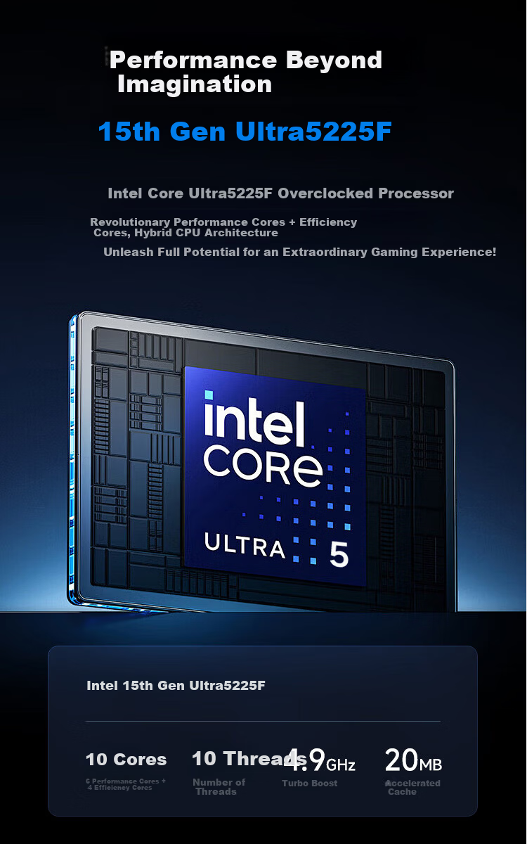 Great Wall Lingyun THC88 Desktop Computer Host Design Gaming Desktop PC (15th Gen Core Ultra5 225F/RTX3050 16GB DDR5+512GB) 3