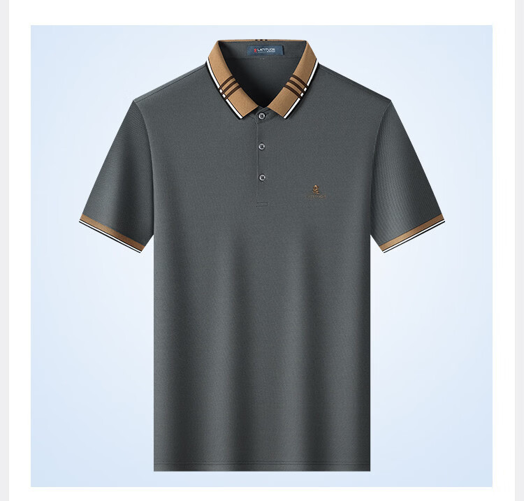 MONTAGUT Men's Short Sleeve Spring Autumn Business Polo Shirt with Mulberry Silk Color-Block Jacquard T-Shirt, Blue-Green, XL 7