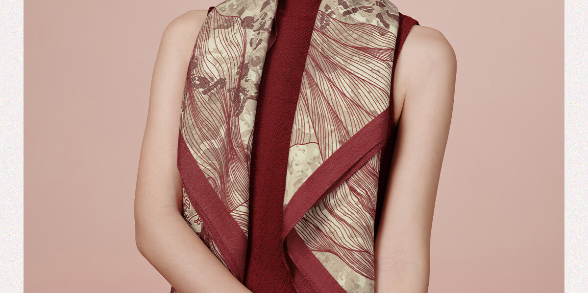 Wanshili Double-Sided Printed Silk Wool Scarf 2025 New Style Birthday New Year Gift for Mom Shawl Outerwear - Suo Qingqiu 36