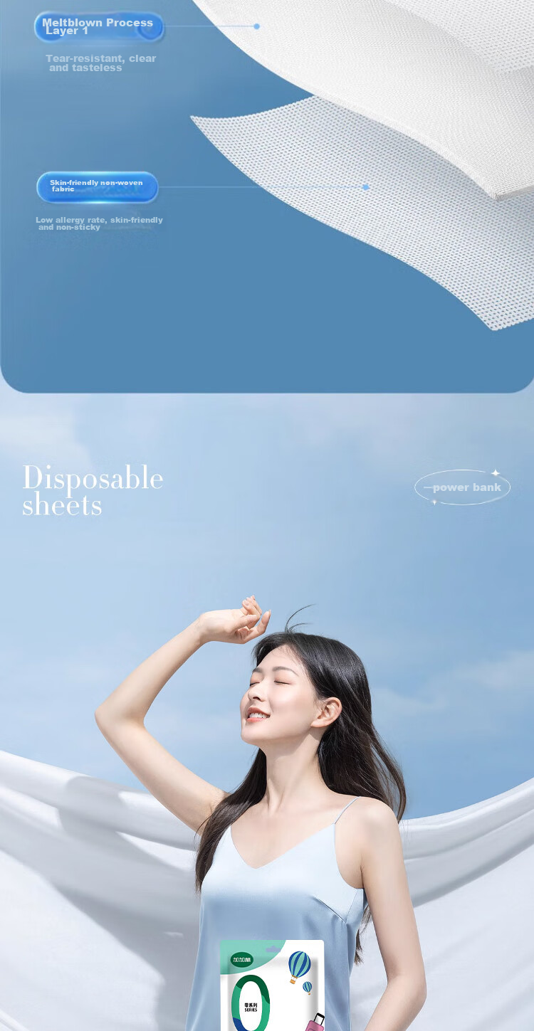 JAJALIN Disposable Bed Sheet, Duvet Cover, Pillowcase, Bedding Set of Three Pieces, Travel Essentials, Hotel And Guesthouse Hygiene Barrier, Single Size 9