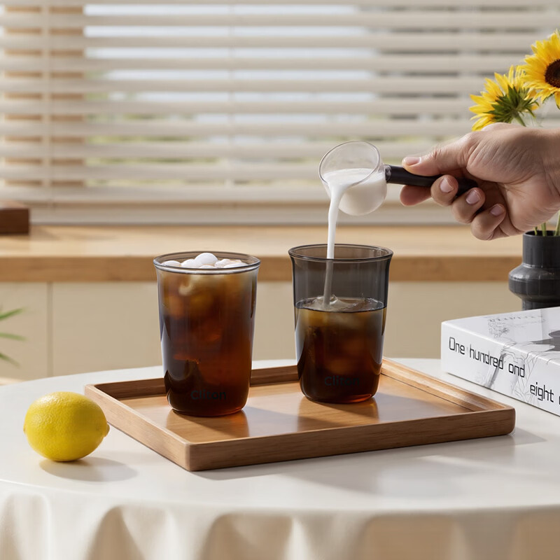 CLITON Smoke Gray Glass Coffee Cup Iced Americano Latte Cup Cold Drink Transparent Glass Water Cup Beverage Tea Cup