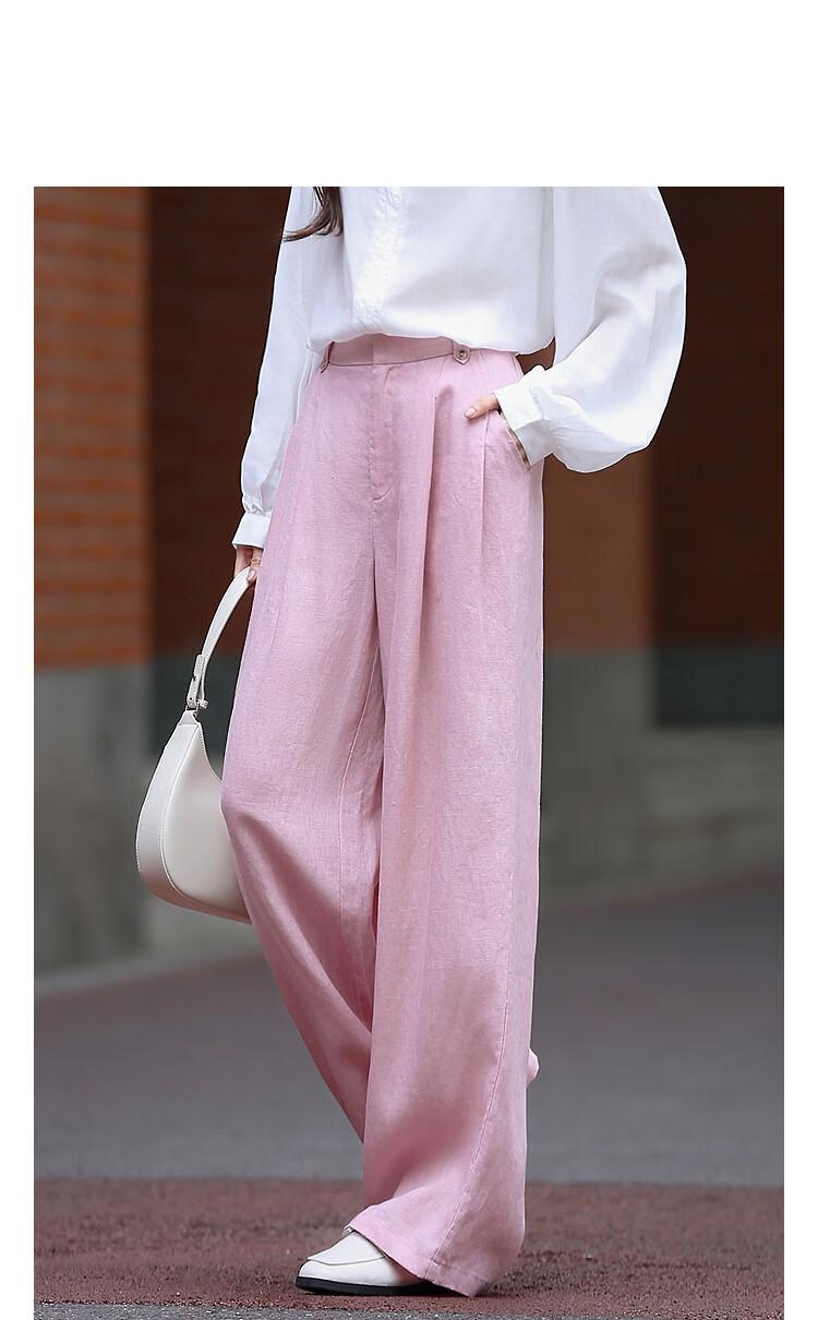 Demana [Linen Collection] Spring Relaxed Style Button Waist Loop Semi-Elastic Waist Wide-Leg Slimming Women's Casual Pants Premium Feel 10