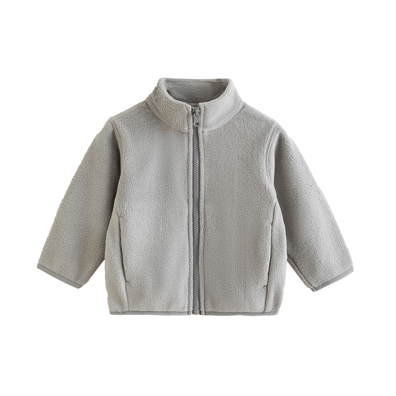Babyprints Children's Fleece Jacket Autumn Winter Boys Girls Baby Warm Soft Zip-up Sweater Gray 120
