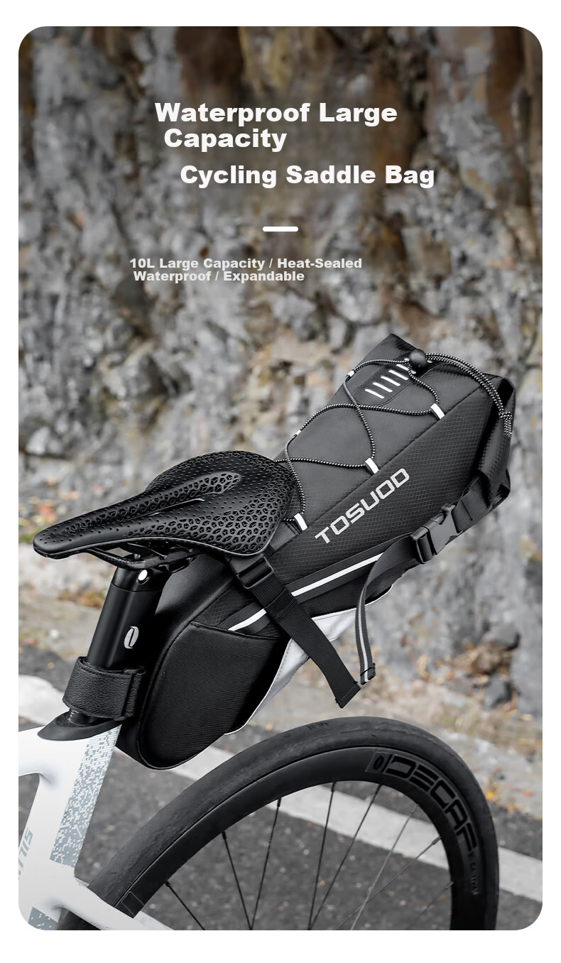 TOSUOD Road Bike Saddle Bag Large Capacity Waterproof Seat Pack for Long-Distance Cycling on Sichuan-Tibet Route Mountain Bike Tool Storage Bag 1