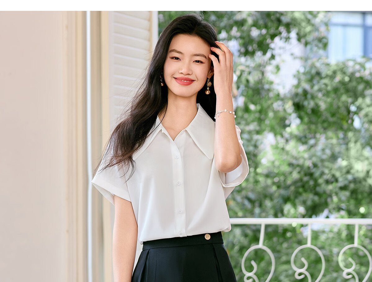 Taxiang Long-Sleeve Shirt for Women, Retro Design, Simple Blouse, Versatile for Commuting, Chiffon Top, Cardigan T143C2003 7