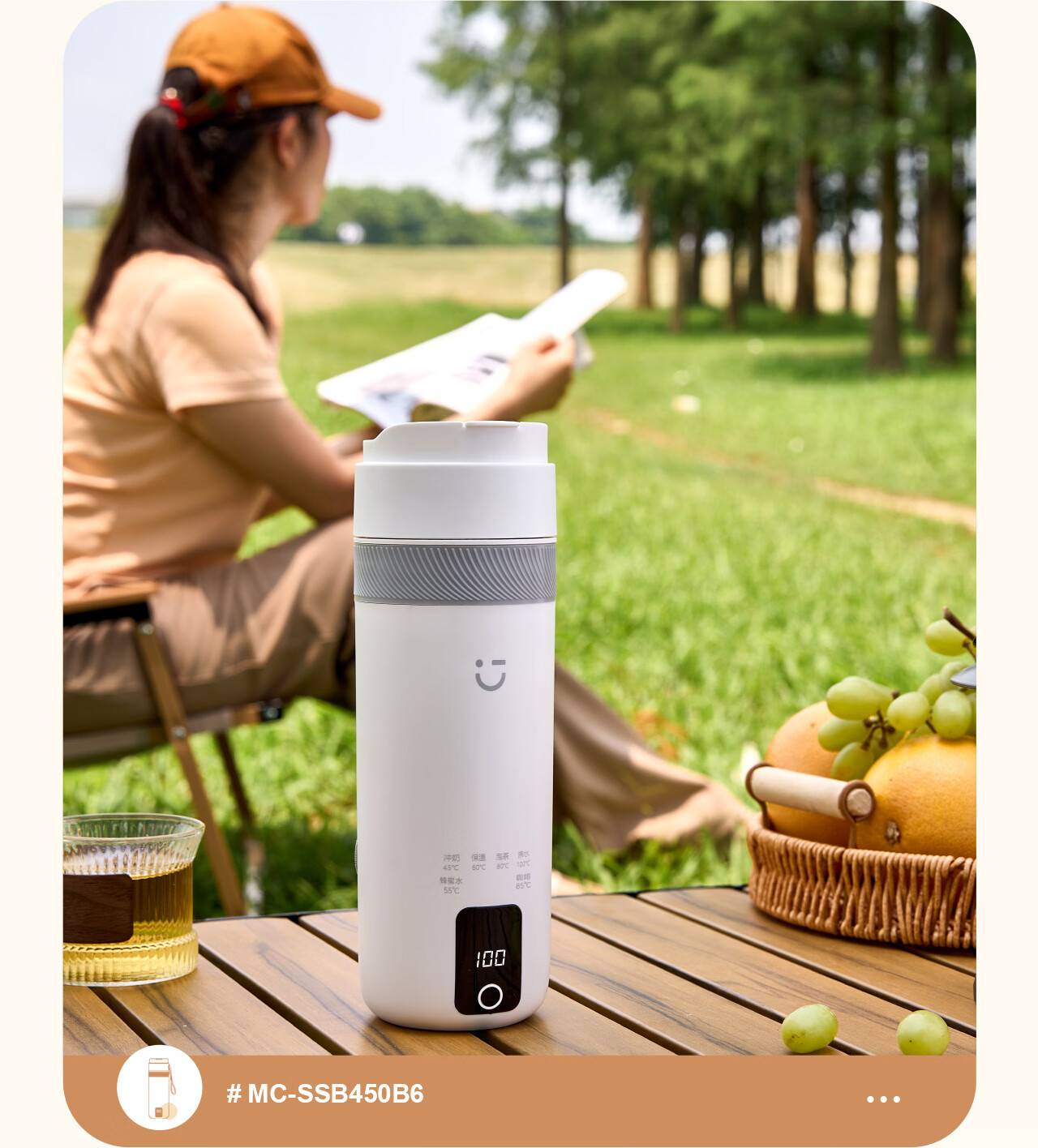 MINISO Electric Portable Water Heater Cup Insulated Travel Kettle Small Electric Kettle Tea Brewing Baby Milk Temperature Control Cup 500ml 20
