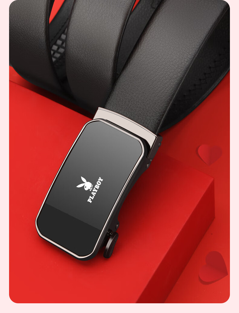 PLAYBOY Gift Box Belt for Men, Automatic Buckle, Cowhide Business Casual Trouser Belt, Practical Birthday Gift for Husband Or Father 7