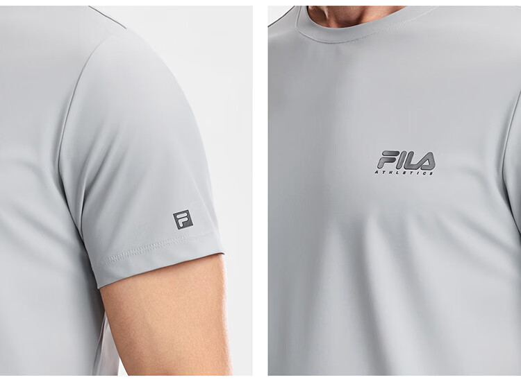 FILA Official Men's Short Sleeve T-Shirt 2026 Summer Cooling Breathable Round Neck Sun Protection Sports Top 27