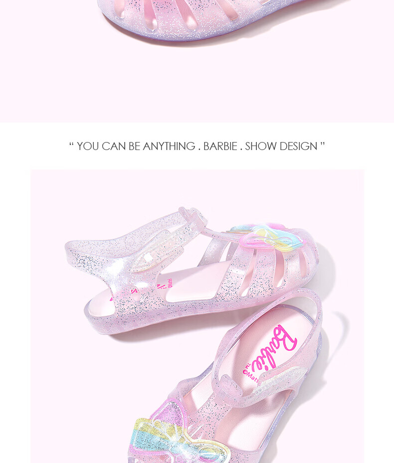 Barbie Girls' Summer Jelly Princess Outdoor Closed-Toe Sandals DA7231 Pink Size 25 9