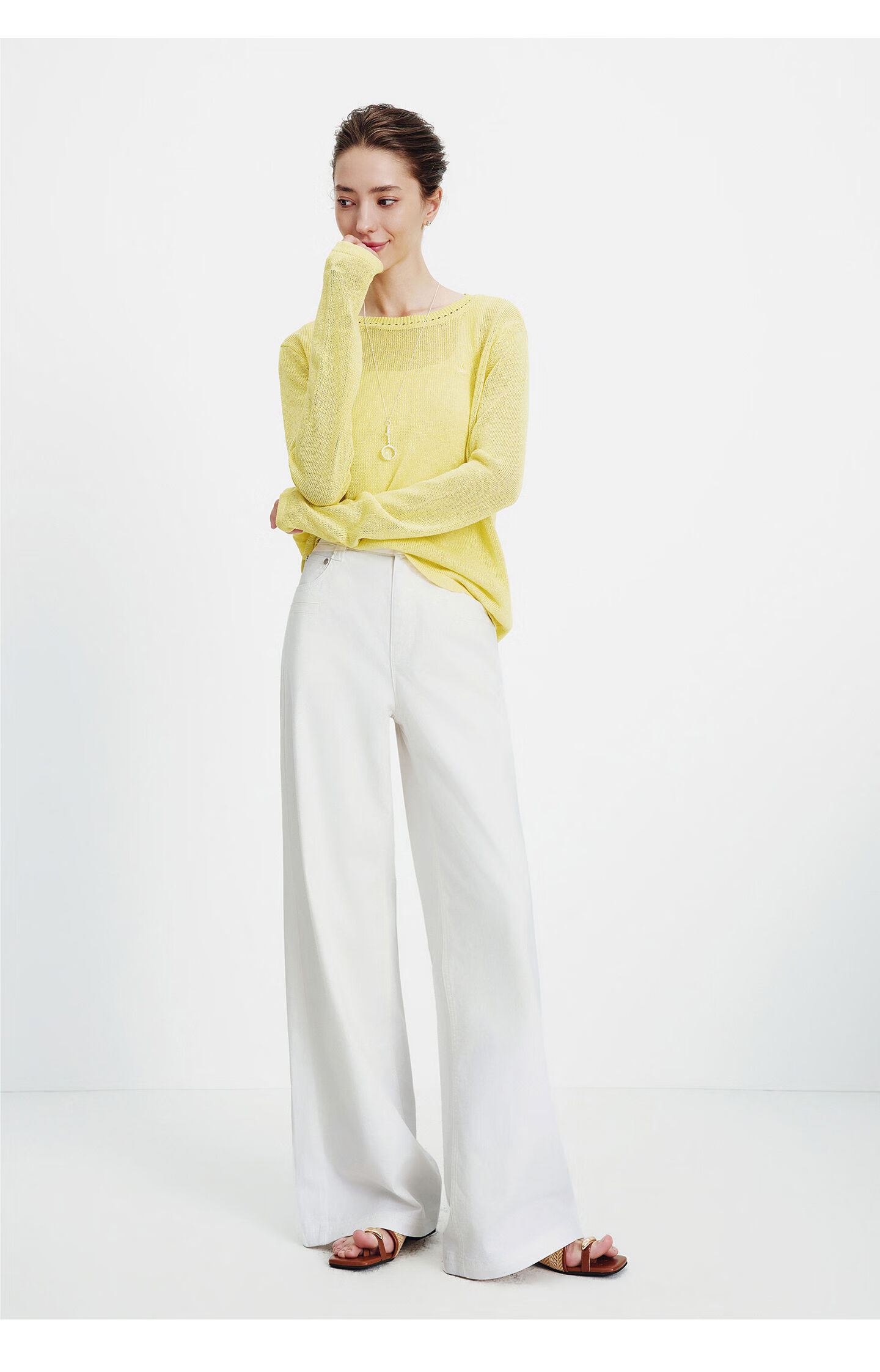 Navigare Fashion Week Same Style Small Sailboat 26 New Women's Lightweight Knit Round Neck Hollow Out Sweater Top 2314006501 37