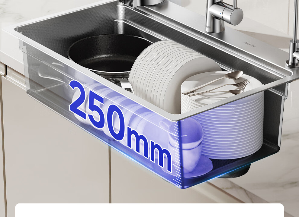 ARROW 3mm Thick 0-Coating Embossed Water Groove Large Single Bowl 304 Stainless Steel Vegetable Washing Sink Handmade Strainer Top-Mount and Under-Mount Basin 19