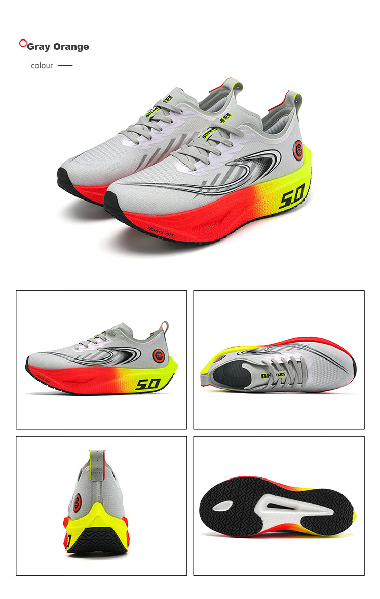 BKG Middle School Student Running Shoes Jifeng 5.0 Training Shoes Spring Autumn Popcorn Carbon Plate Shoes ZYQ25730 Fluorescent Green 36 30