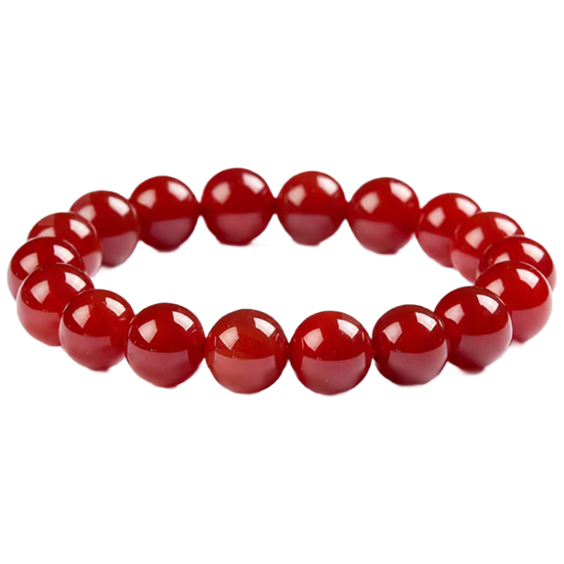 Hongliangyuan Natural Red Agate Bracelet Lucky Bead Buddhist Beads Birthday Gift Red Agate Crystal Bracelet Unisex 6mm