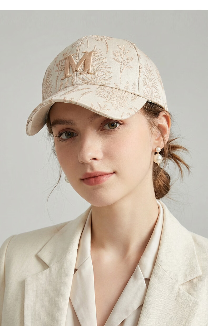 CACUSS Women's Spring Summer New Fashion Embroidered Baseball Cap Lightweight Luxury Hard Top Visor Hat Sand Beige 6