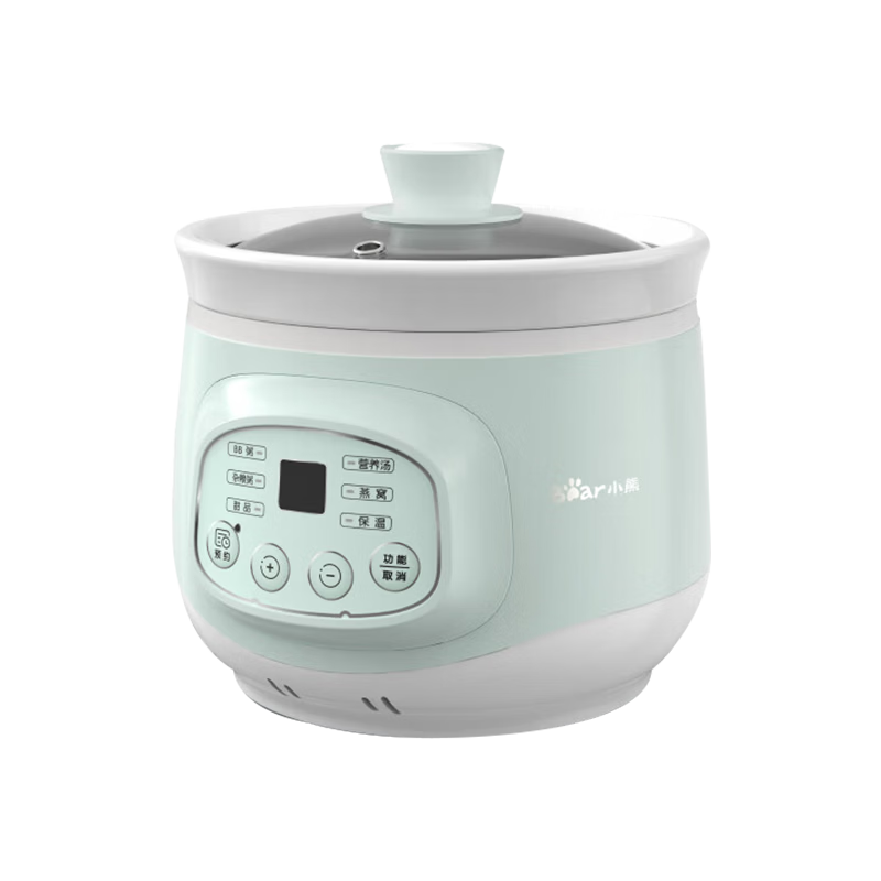 Bear Electric Slow Cooker 1-2 Person Small Stew Pot Smart Reservation Timer Soup Cooker Bird's Nest Stew Pot BB Baby Infant Food Cooker 1L White Ceramic Inner Pot DDG-D10J2